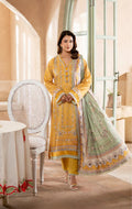 Ready to wear Mausammery Lilnen Stitched 3 Pc Suit Ladies-Yellow JPO1108