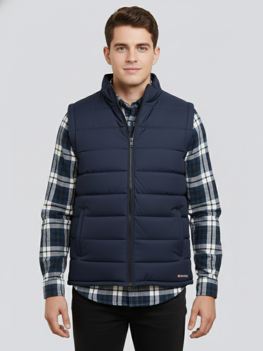 Payper Winter Sleeveless Zipper Mockneck Jacket For Men-Dark Navy-PH38