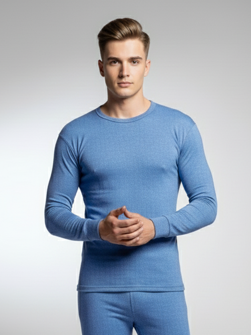 Long Sleeve Thermal Warmer Shirt For Men-Blue-TVS10