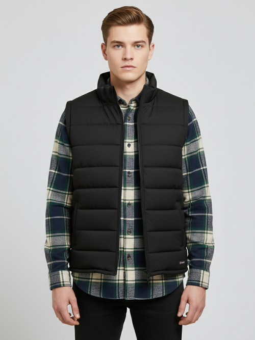 Payper Winter Sleeveless Zipper Mockneck Jacket For Men-Black-PH33