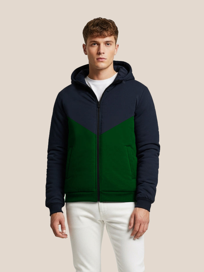Payper Zipper Winter Jacket For Men-Navy & Green-PH03