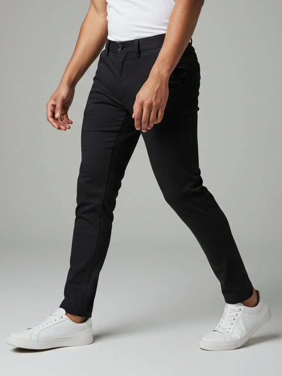 Louis Vicaci Interlock Stretchy Slim Fit Pent For Men-Black-SP1848/RT2454