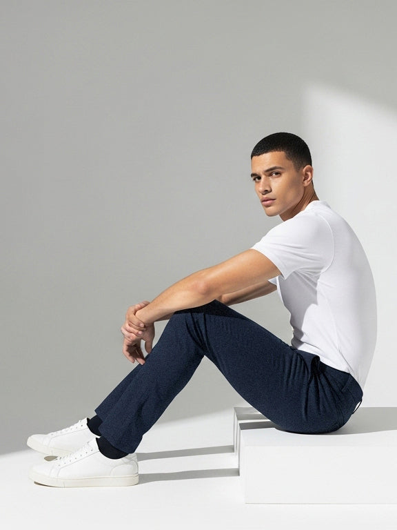 Louis Vicaci Denim Lycra Stretchy Slim Fit Pent For Men-Dark Navy-RA0134