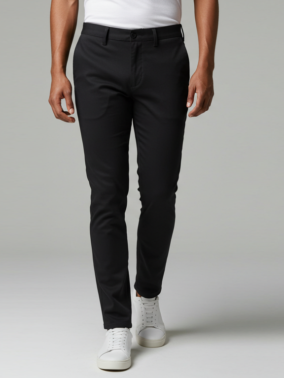 Louis Vicaci Interlock Stretchy Slim Fit Pent For Men-Black-SP1848/RT2454