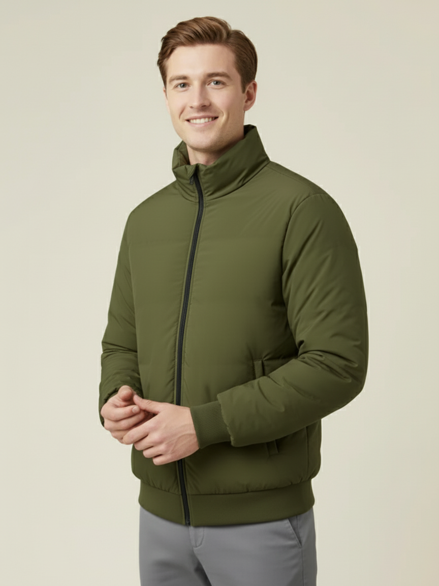 Payper Winter Zipper Mockneck Jacket For Men-Olive Green-PH23