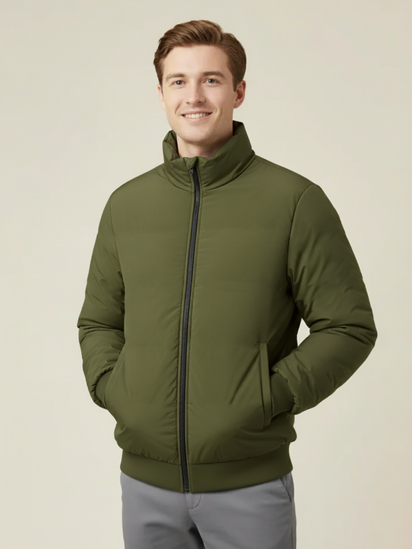 Payper Winter Zipper Mockneck Jacket For Men-Olive Green-PH23