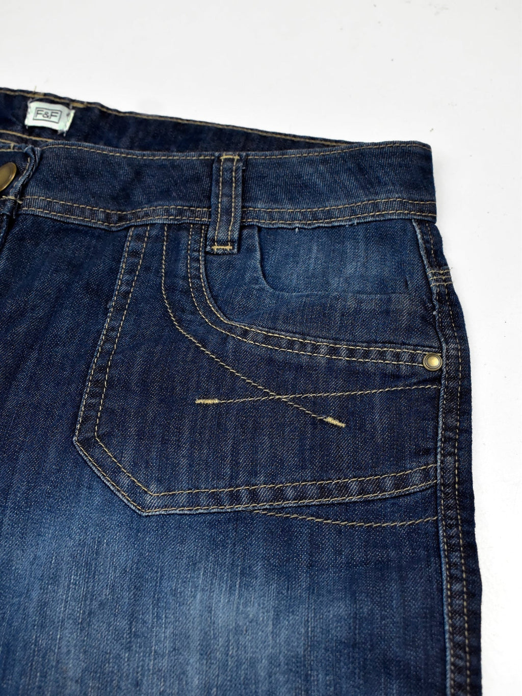 F&F Straight Fit Non Stretch Denim For Ladies-Dark Blue Faded-SP2567