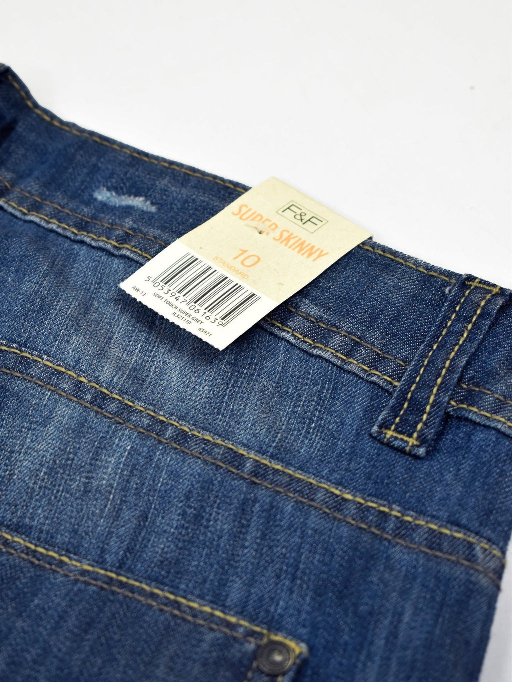 F&F Skinny Fit Non Stretch Denim For Ladies-Blue Faded-BR153