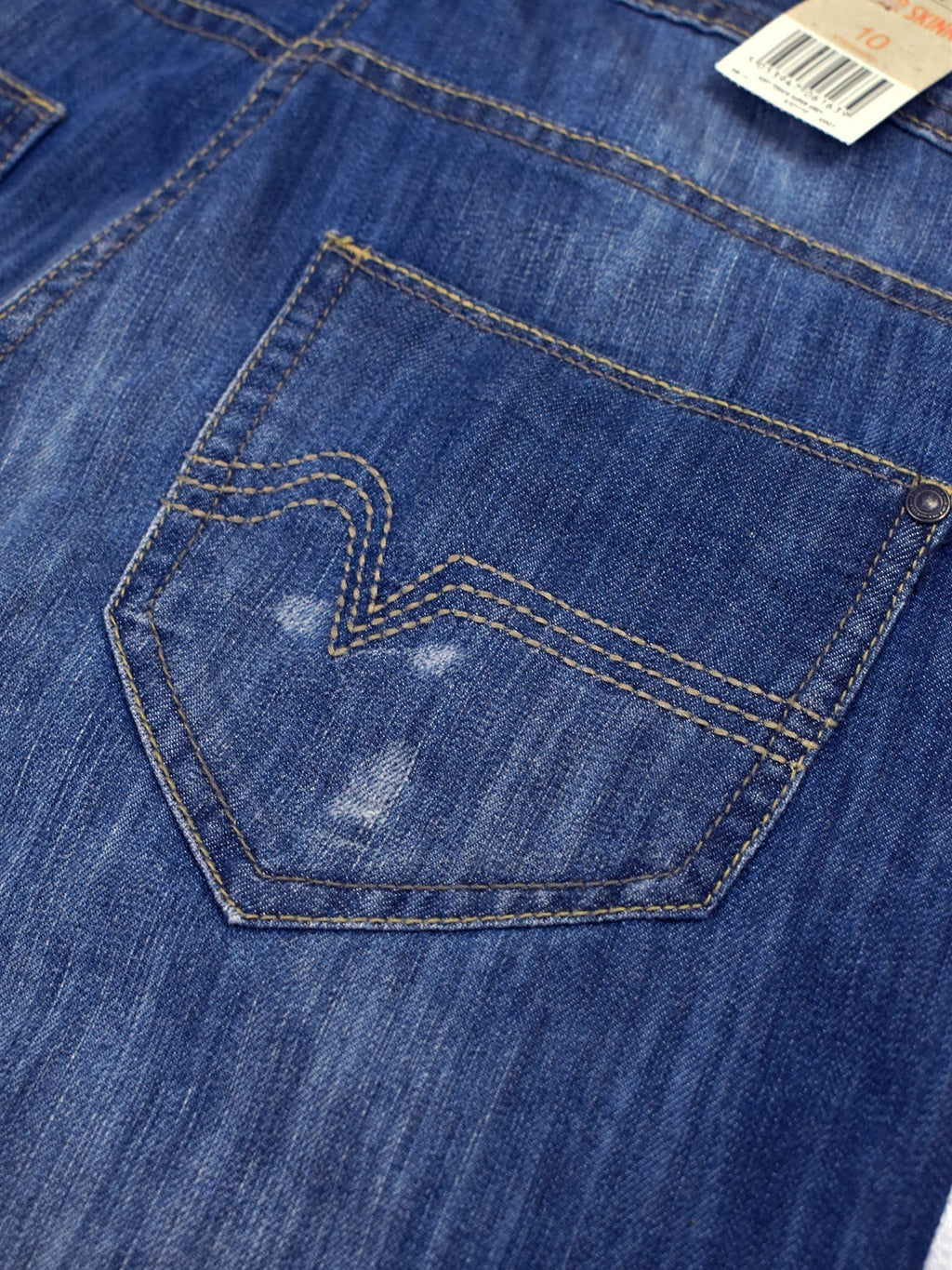 F&F Skinny Fit Non Stretch Denim For Ladies-Blue Faded-BR153