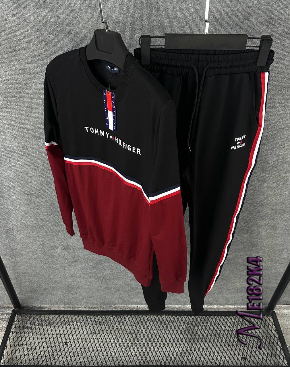 A&S 2-Tone Sweat Style 2-Pcs Winter Tracksuit Men-Black With Red JPO1054