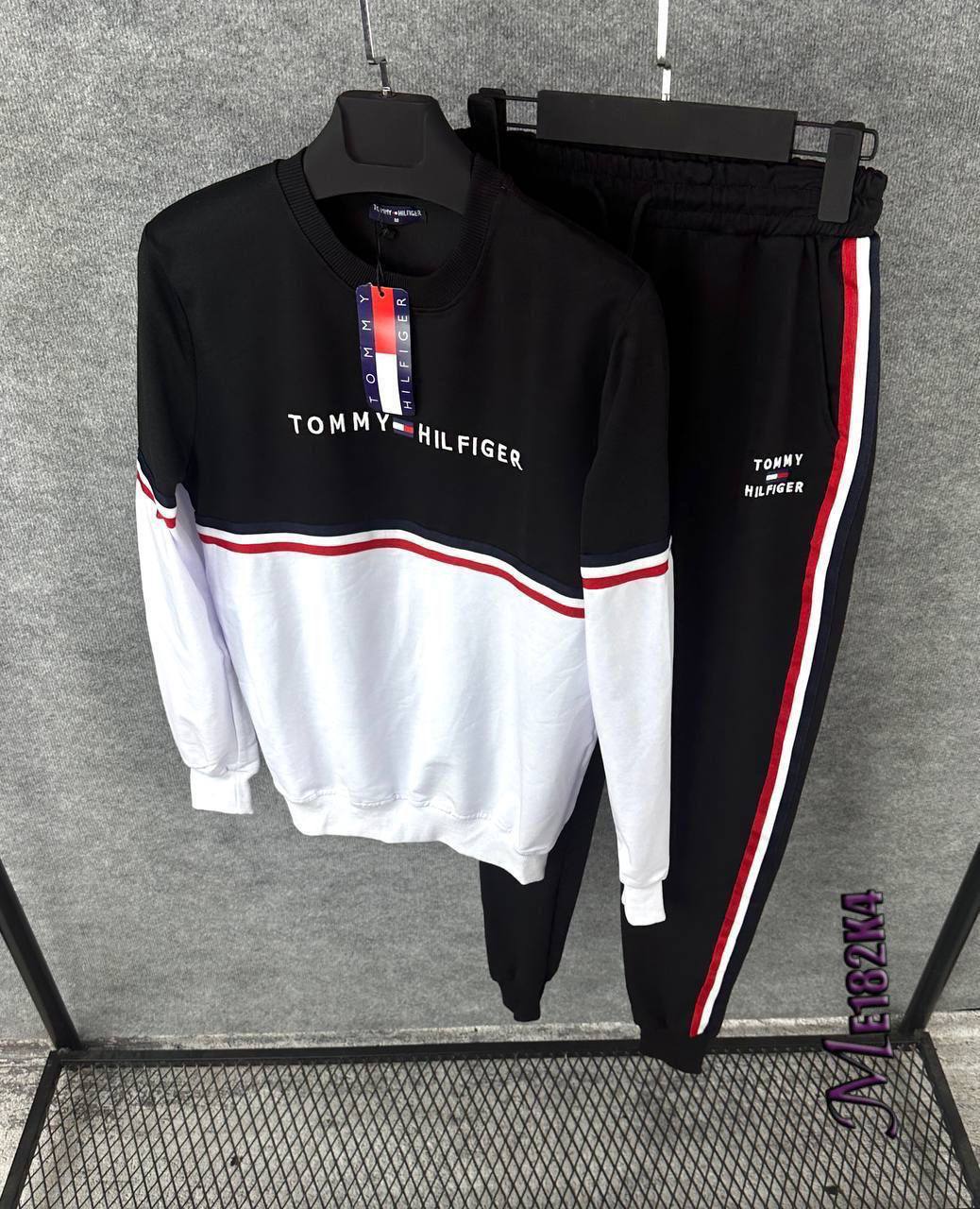 A&S 2-Tone Sweat Style 2-Pcs Winter Tracksuit Men-Black With White JPO1053