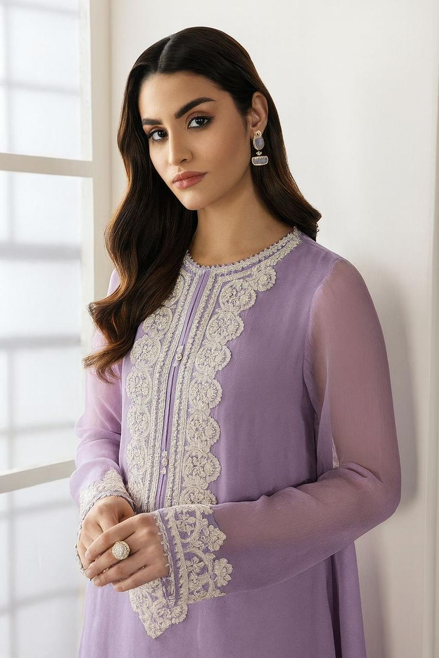 ✨ Baroque New Arrival – Un Stitched 3Pc Decent Chiffon Dress ✨JPO 1001