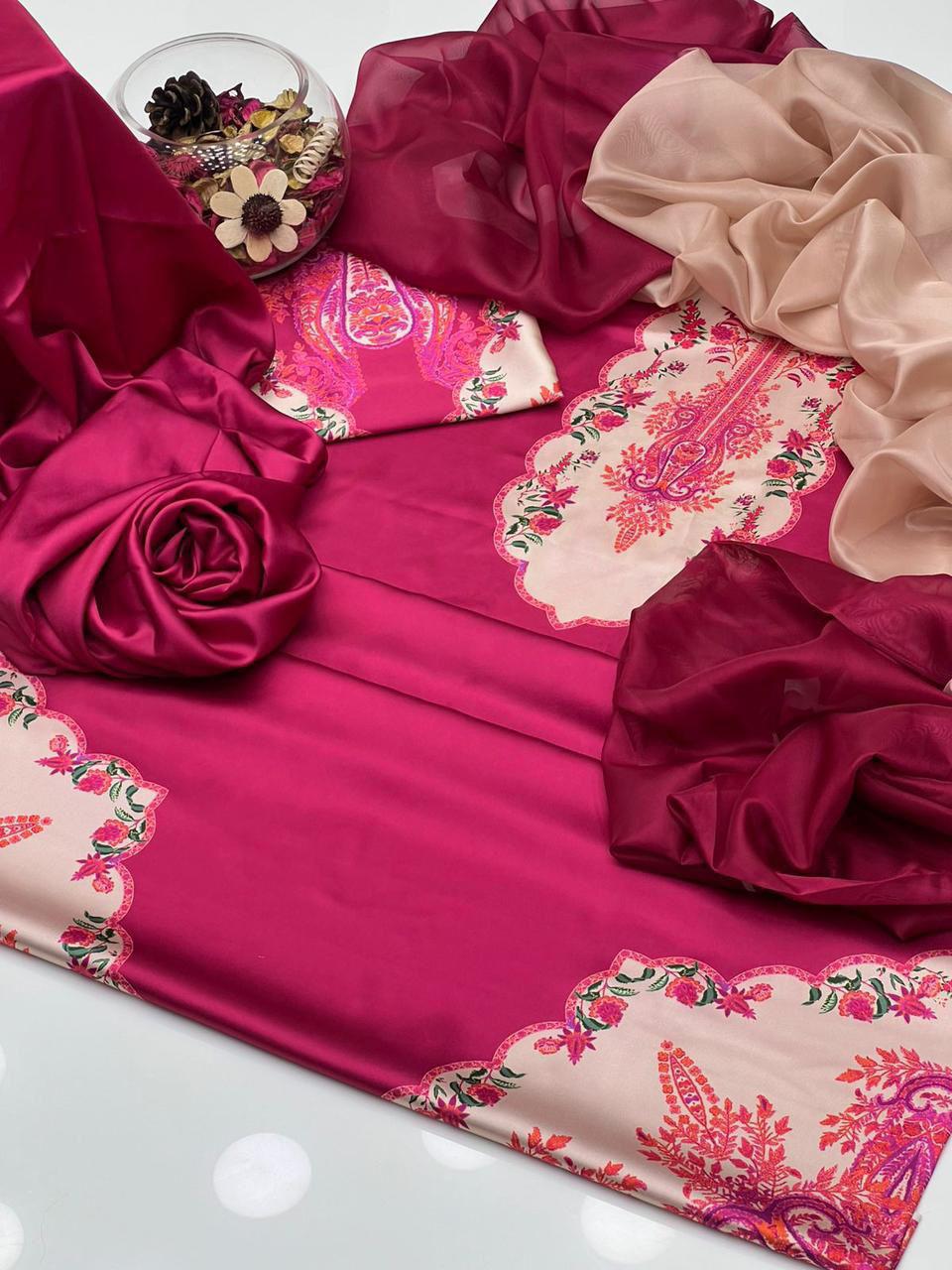 ✨ Baroque New Arrival – Shamoze Silk 3Pc Un Stitched Dress ✨JPO1003