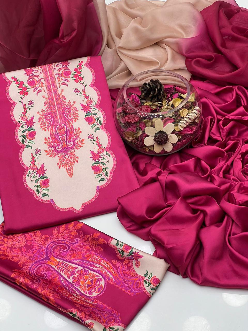 ✨ Baroque New Arrival – Shamoze Silk 3Pc Un Stitched Dress ✨JPO1003