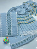 Stuff Soft Slub Khadder Ladies-Blue 3Pcs Dress JPO1020