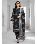 Mix Brand Khaddar Digital Print  Airjet Khadder Ladies-Black 3Pc Suit JPO1043