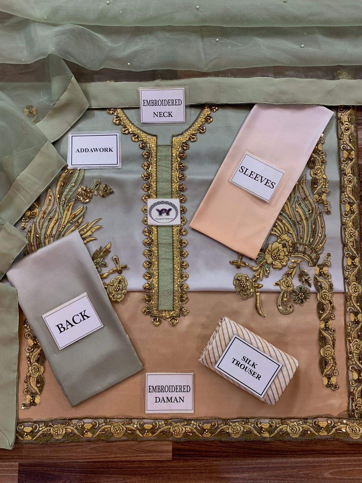 Pure Charmuse Tie&Die Silk Front Along With Heavy Embroided Neck Ladies-Peach JPO1057