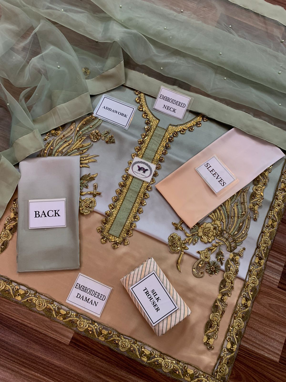 Pure Charmuse Tie&Die Silk Front Along With Heavy Embroided Neck Ladies-Peach JPO1057