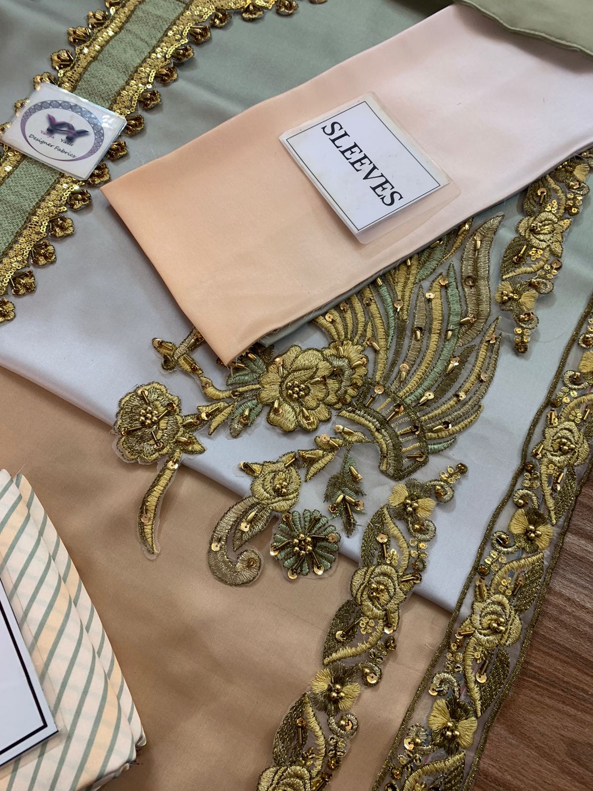 Pure Charmuse Tie&Die Silk Front Along With Heavy Embroided Neck Ladies-Peach JPO1057