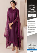 * Chiffon Plain Front * ⁠Embroidered Unstitch 3Pc Suit For Ladies-Purple JPO1059