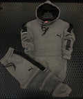 A&S Patch-Work Pullover Style 2-Pcs Winter Tracksuit Men-Grey JPO1073