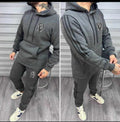 A&S Stripe Pullover Style 2-Pcs Winter Tracksuit Men-Grey Melange JPO1079