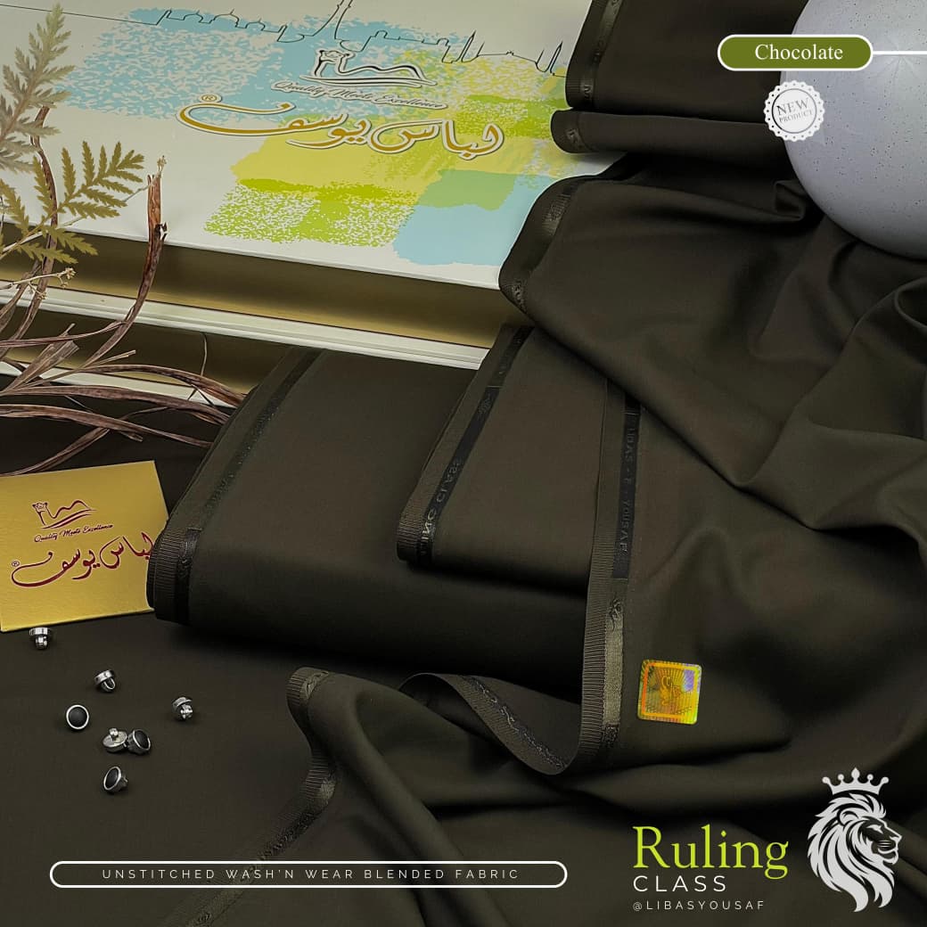 Libas-E-Yousaf Premium Unstitched 4  Season Wash'n Wear Fabric Men-Dark Brown JPO1090