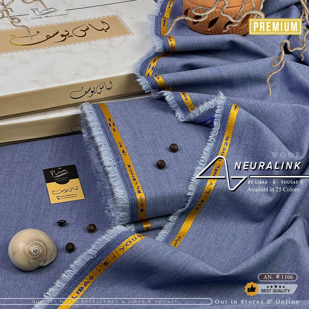Libas-E-Yousaf Premium Unstitched Neuralink Wool Suit Men-Coral Blue JPO1107