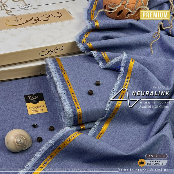 Libas-E-Yousaf Premium Unstitched Neuralink Wool Suit Men-Coral Blue JPO1107