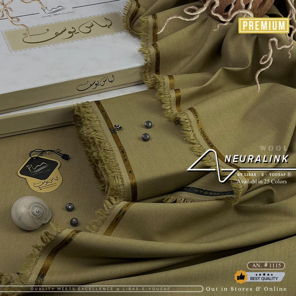 Libas-E-Yousaf Premium Unstitched Neuralink Wool Suit Men-Khakhi JPO1106