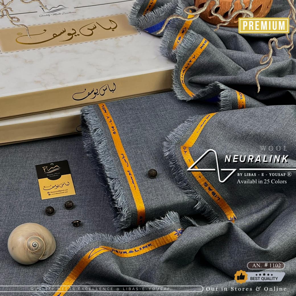 Libas-E-Yousaf Premium Unstitched Neuralink Wool Suit Men-Silver Grey JPO1105