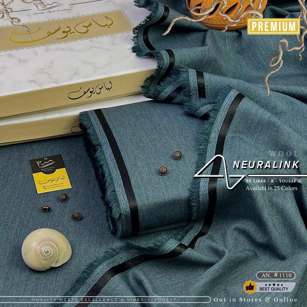 Libas-E-Yousaf Premium Unstitched Neuralink Wool Suit Men-Dolphin Green JPO1098