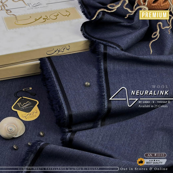 Libas-E-Yousaf Premium Unstitched Neuralink Wool Suit Men-Navy JPO1096