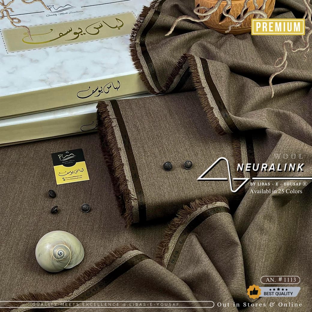 Libas-E-Yousaf Premium Unstitched Neuralink Wool Suit Men-Dark Brown JPO1095
