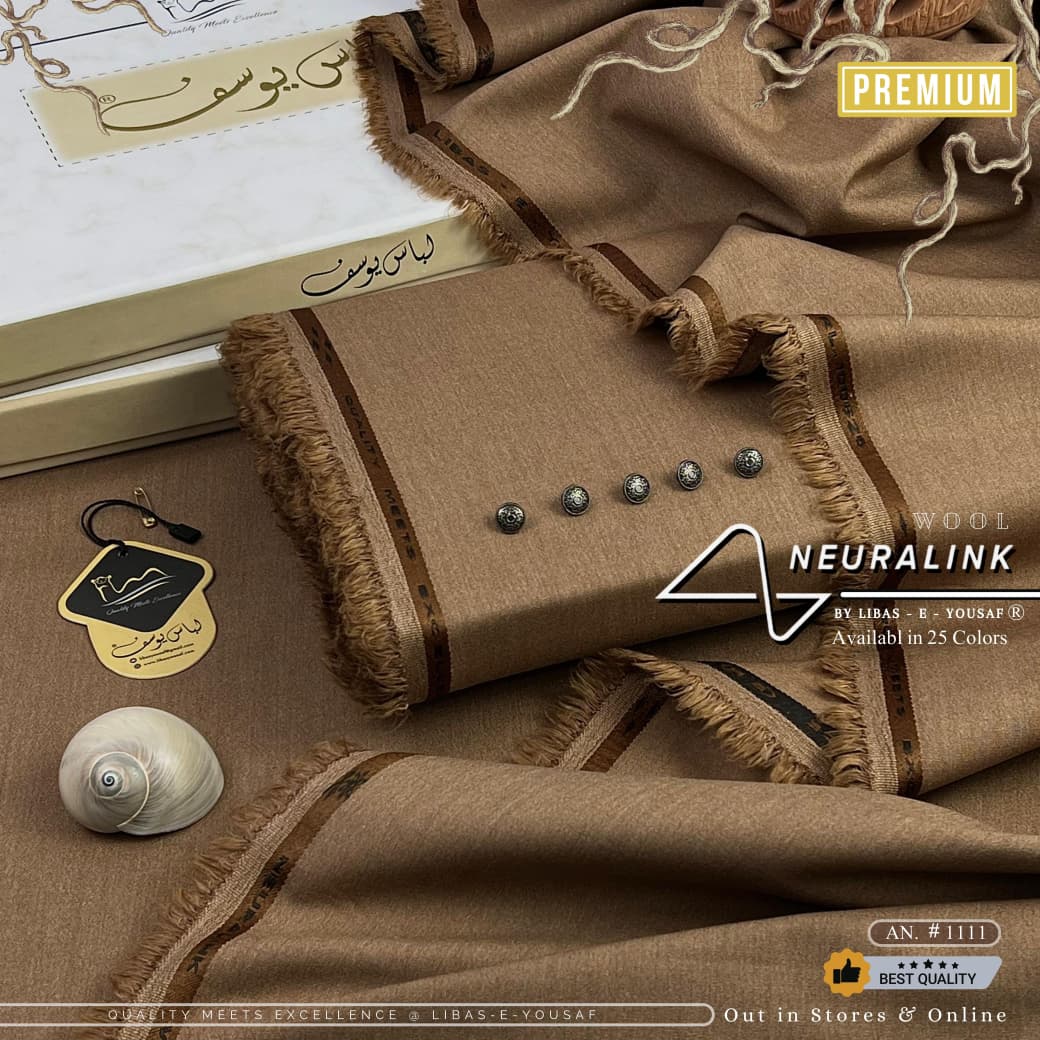 Libas-E-Yousaf Premium Unstitched Neuralink Wool Suit Men-Brown JPO1094
