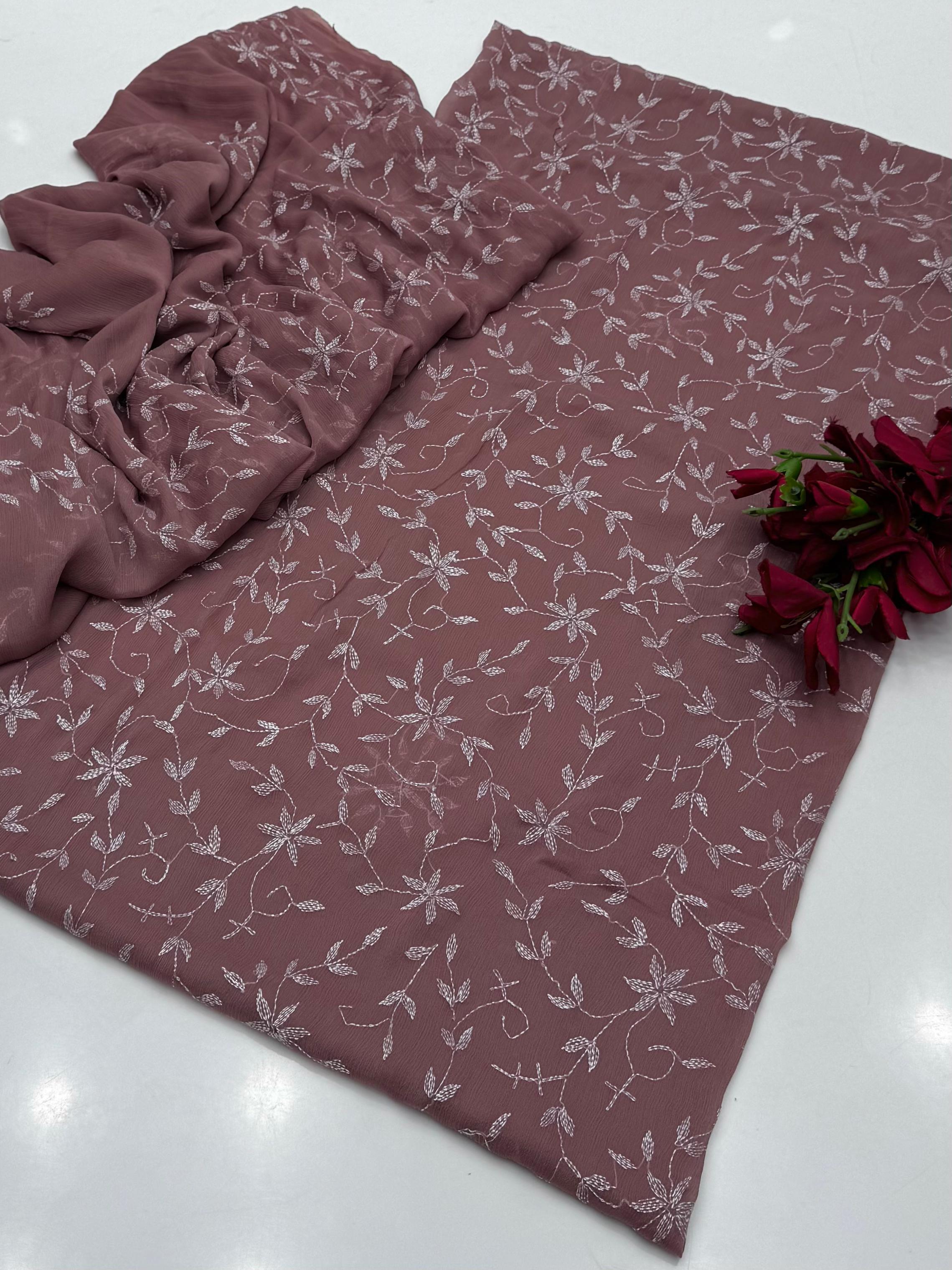 ✨ Baroque New Arrival – Un Stitched 2Pc Ladies-Slate Pink Decent Chiffon Dress ✨JPO1034