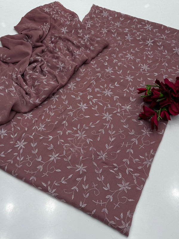 ✨ Baroque New Arrival – Un Stitched 2Pc Ladies-Slate Pink Decent Chiffon Dress ✨JPO1034