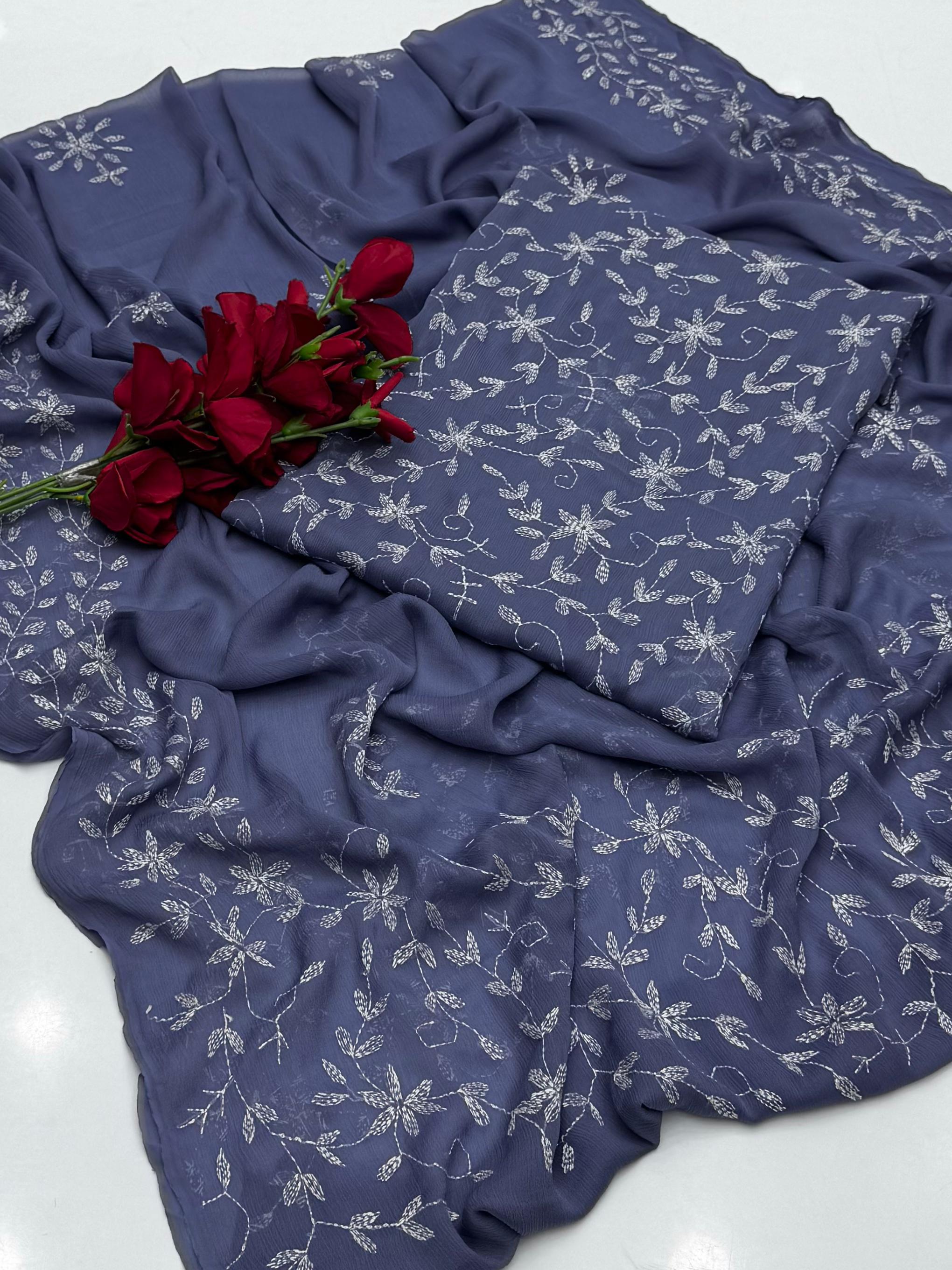 ✨ Baroque New Arrival – Un Stitched 2Pc Ladies-Slate Purple Decent Chiffon Dress ✨JPO1037