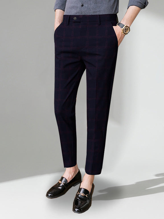 Louis Vicaci Slim Fit Dress Denim Pent For Men-Dark Blue with Check-BE790/BR13037