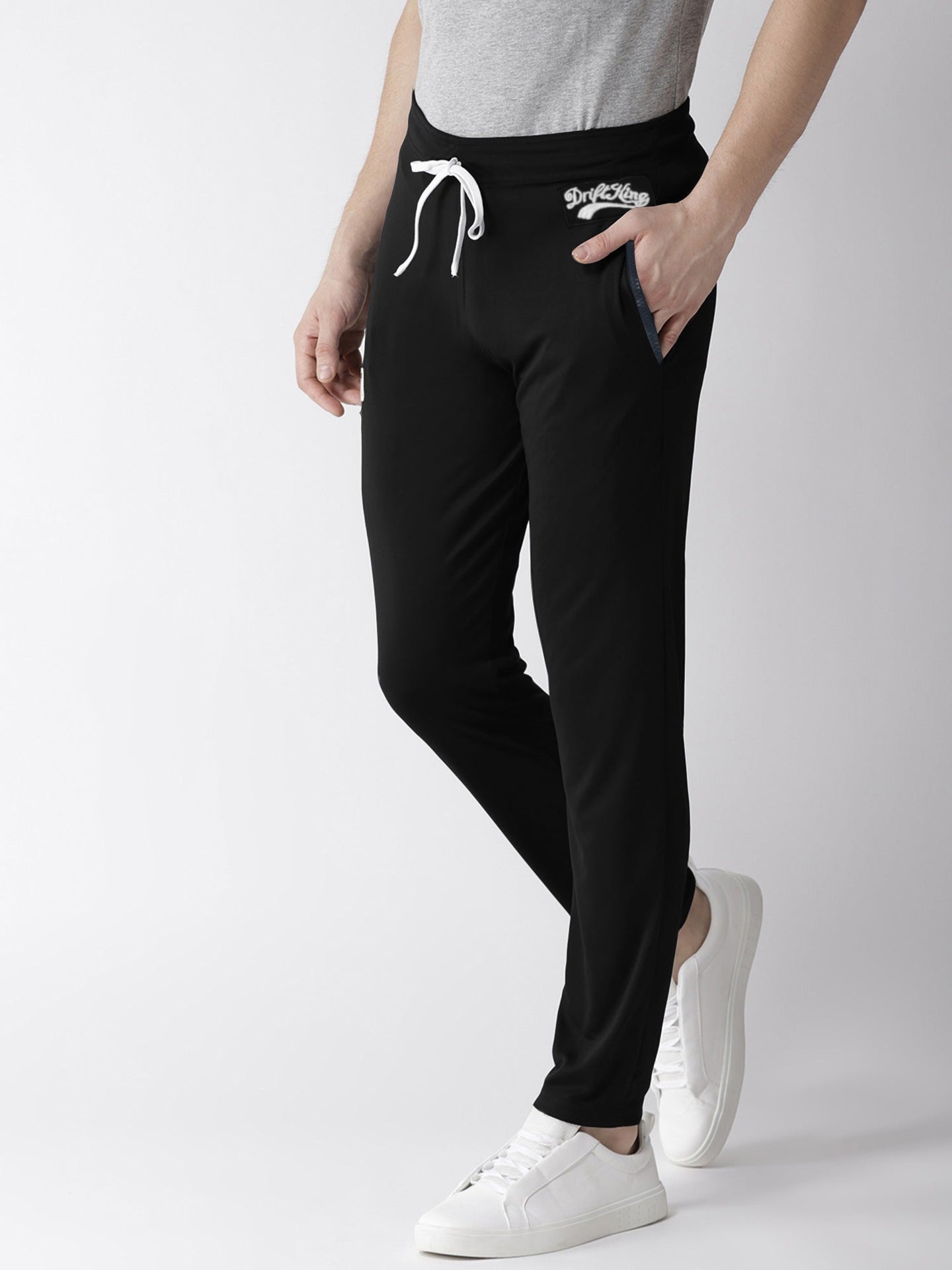 Drift King Regular Fit Light Fleece Trouser For Men-Black-BR1087
