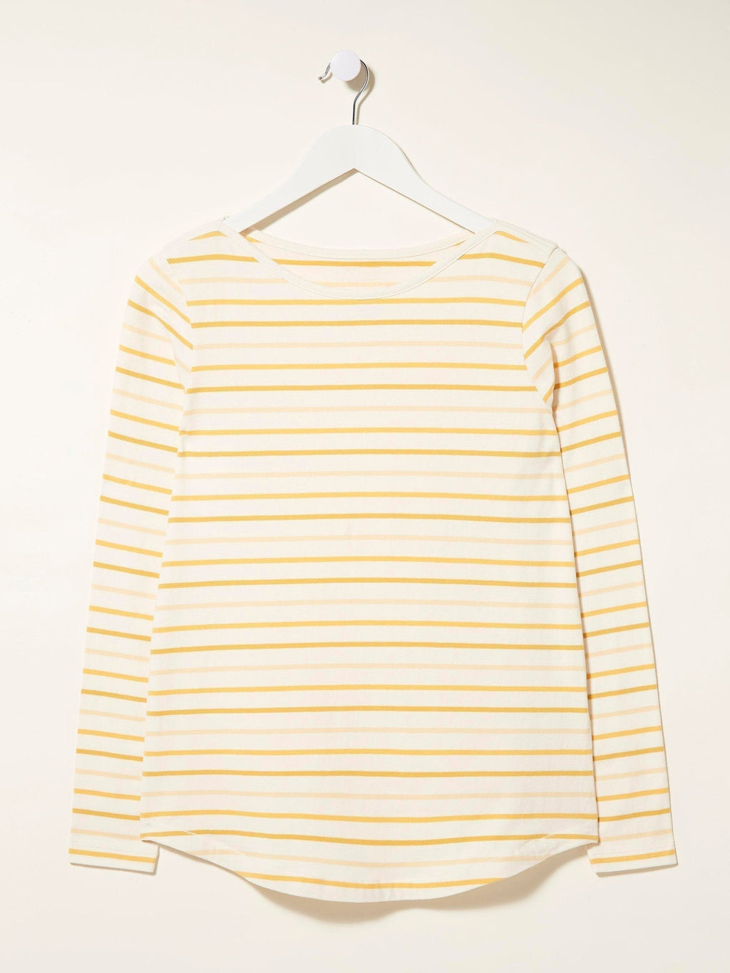 Next Long Sleeve Crew Neck Jersey Lycra Strech Blouse For Ladies-White With Stripes-AN3891